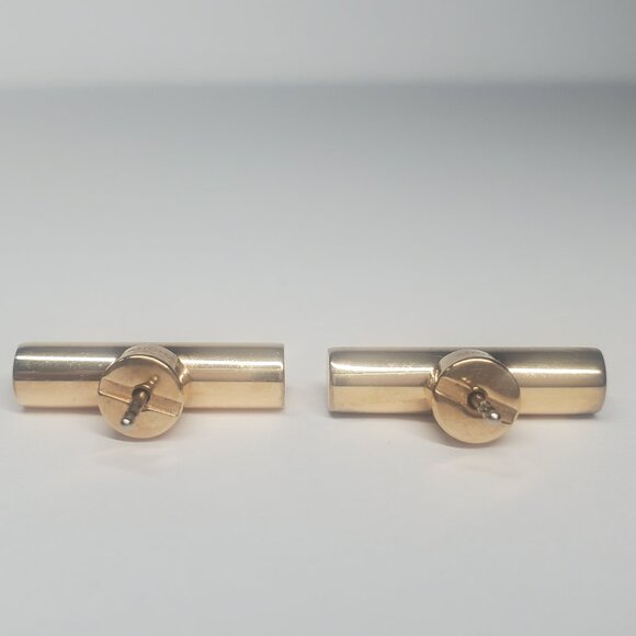 Michael Kors Gold Barrel Earrings with Black Stones - Picture 5 of 11